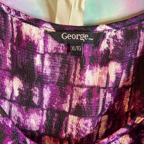 GEORGE Women’s Purple Checkered Ruffled Sleeveless Top Size XL - Picture 2 of 4